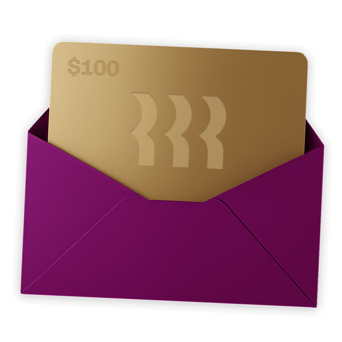 Rendering of a gold $100 gift card with the Rippling logo on it