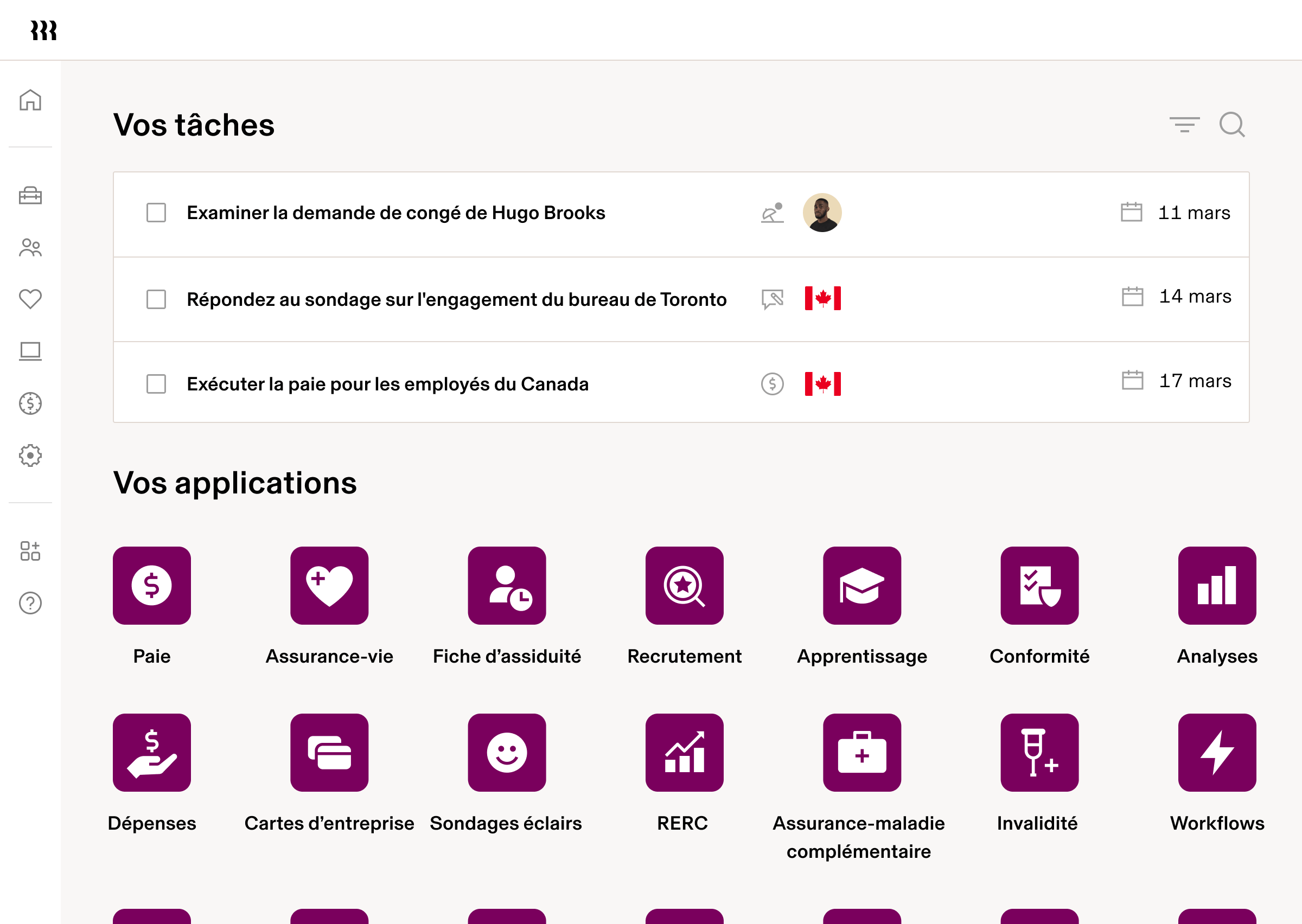 Capture d’écran de la liste de vérification Vos tâches dans Rippling