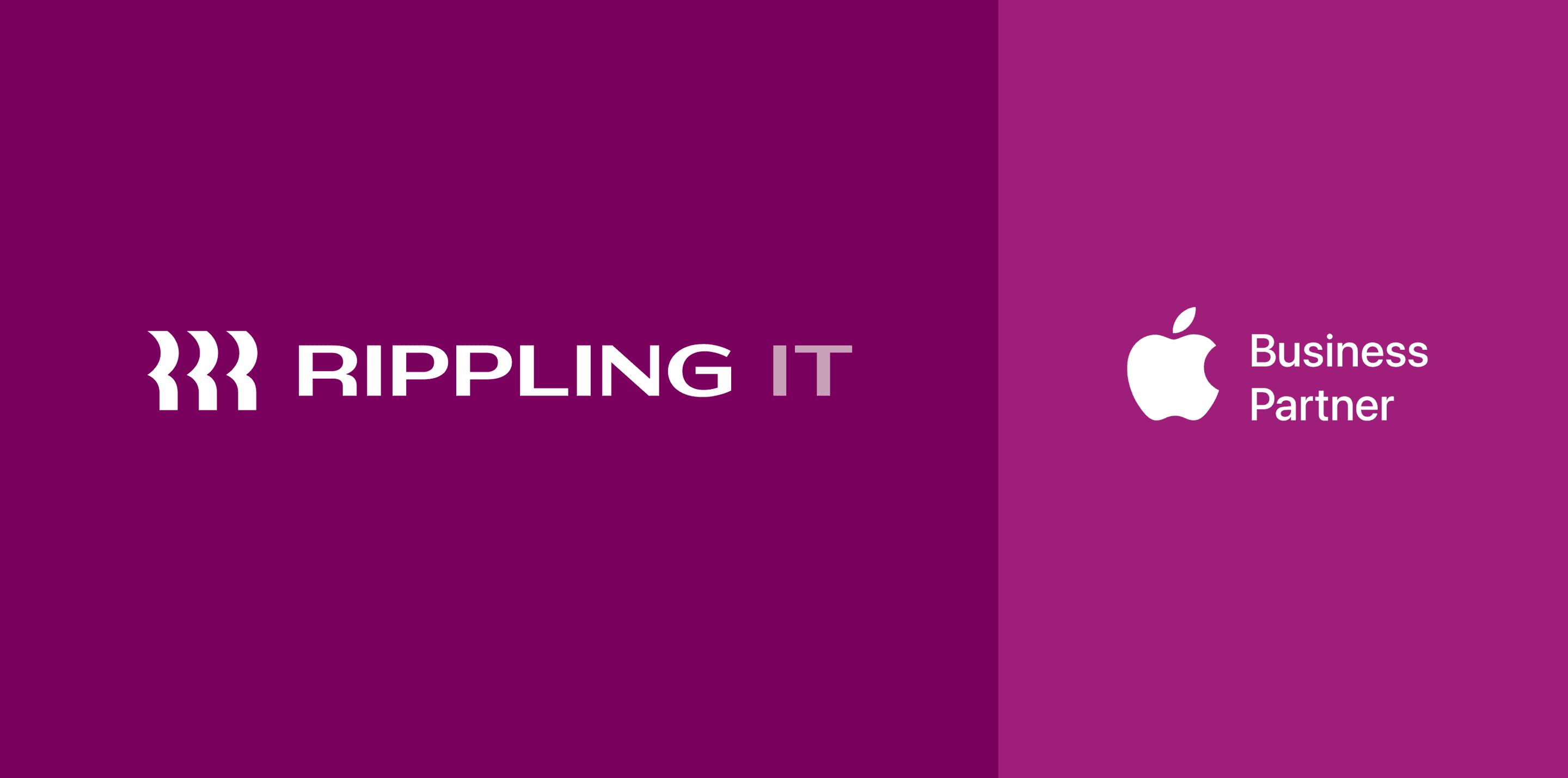 Rippling IT logo and Apple Business Partner designation on a purple background.