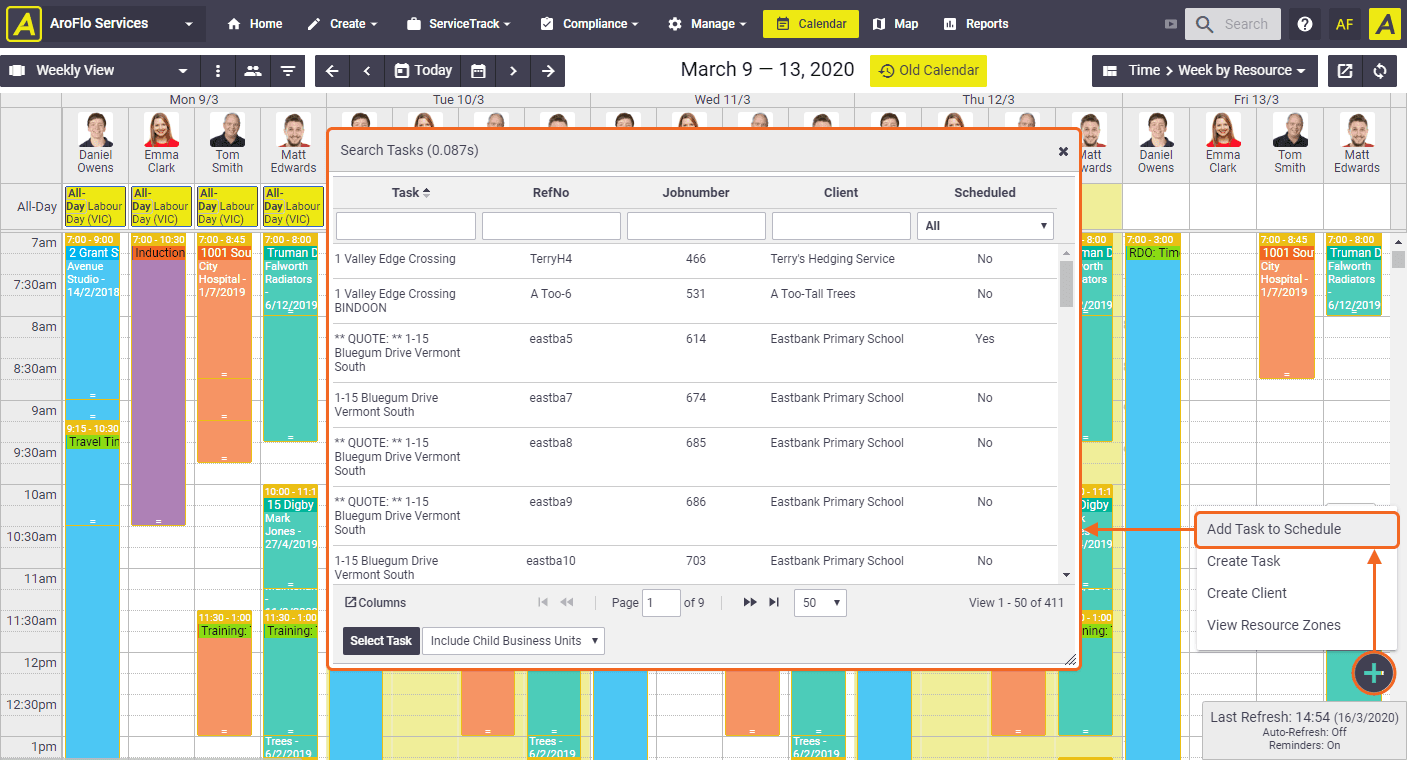 AroFlo Scheduling