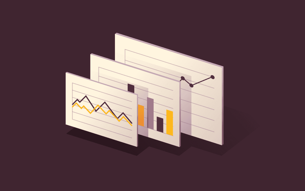 Graphic illustration of three stacked charts