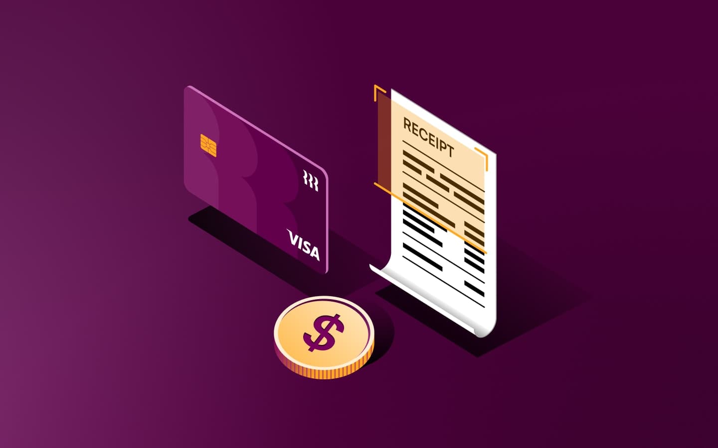 Graphic illustration of a corporate credit card and a receipt